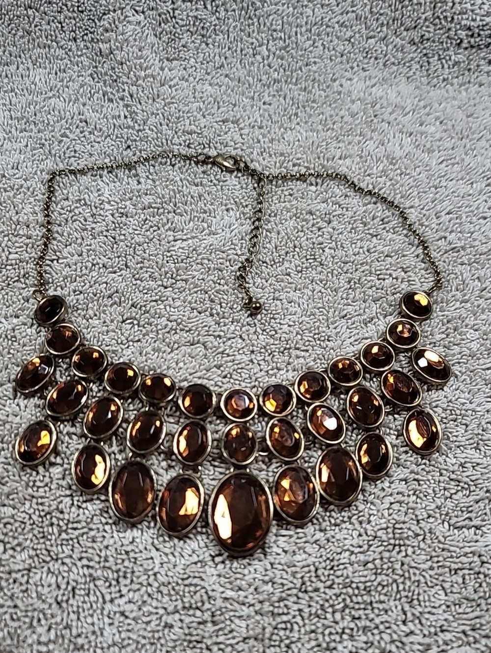 Faux Smokey Topaz Gemstone Collar/Bib Necklace